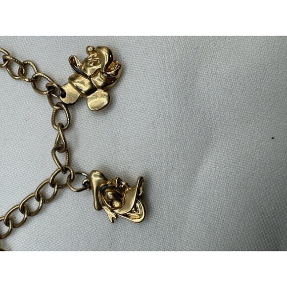DISNEY Vtg Kids Gold Tone Charm Bracelet Mickey Minnie Donald Pluto Collectible - Picture 2 of 7